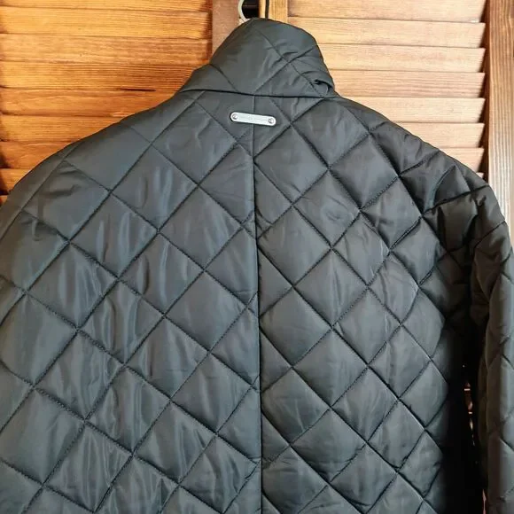 Rebecca Minkoff Quilted Twill Long Coat Black Womens Size S - Picture 5 of 15